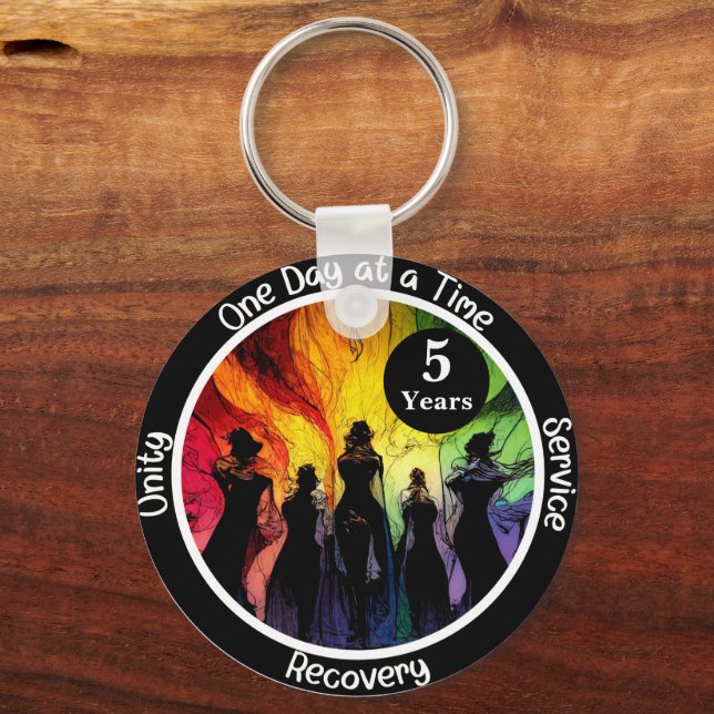 Custom LGBTQ Witchy Recovery Milestone Gift Keychain (Front)