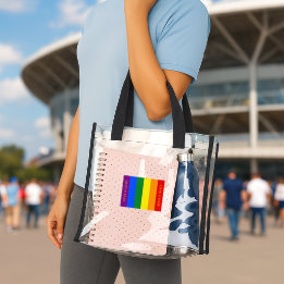 Custom LGBTQIA+ Rainbow Flag Love Stripe for Pride Clear Tote Bag