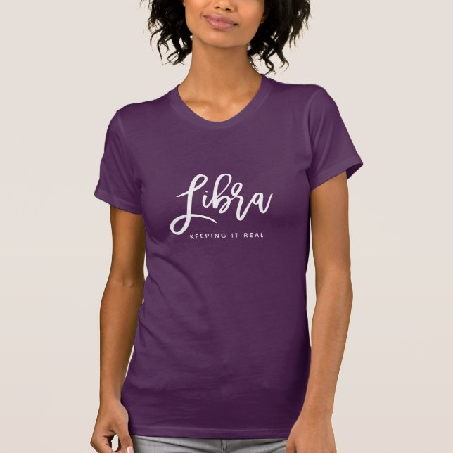 Custom Libra Horoscope Modern Script Zodiac Sign T T-Shirt (Front)