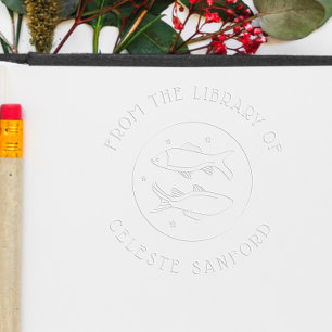 Custom Library Book   Zodiac Signs Pisces Embosser