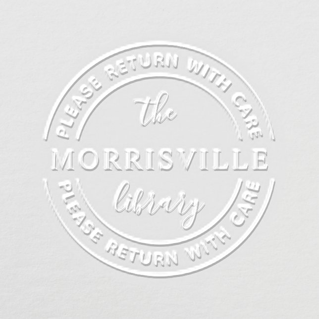 Custom Library Name Wooden Please Return With Care Embosser (Design)