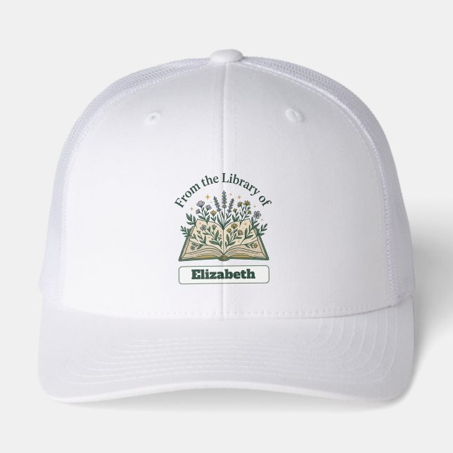 Custom Library of Name Floral Hat (Front)