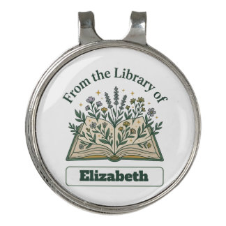 Custom Library of Name Floral Hat Golf Hat Clip