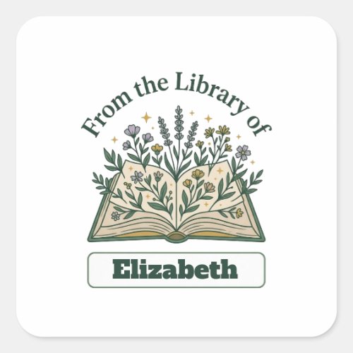 Custom Library of Name Floral Sticker