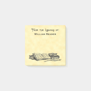 Custom Library Of Vintage Books and Writing Quill Post-it Notes