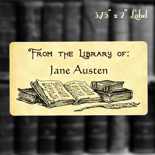 Custom Library Of Vintage Books Label