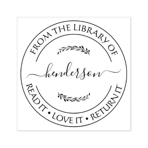 Custom Library Stamp Floral Book