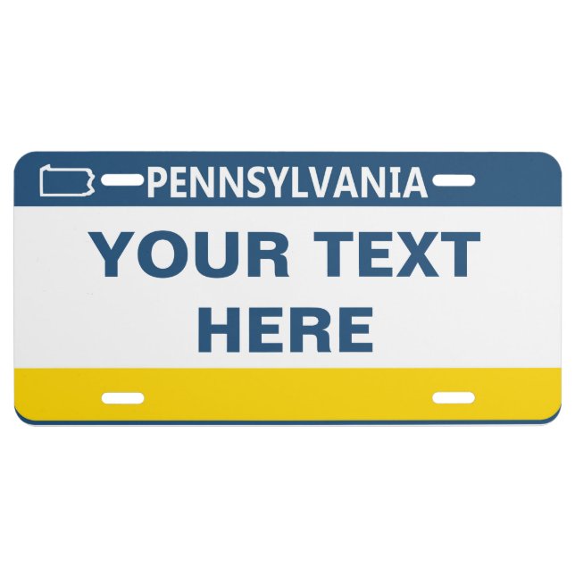 Custom License Plate Custom Pennsylvania  (Front)