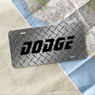 Custom License Plate - Diamond Plate DODGE