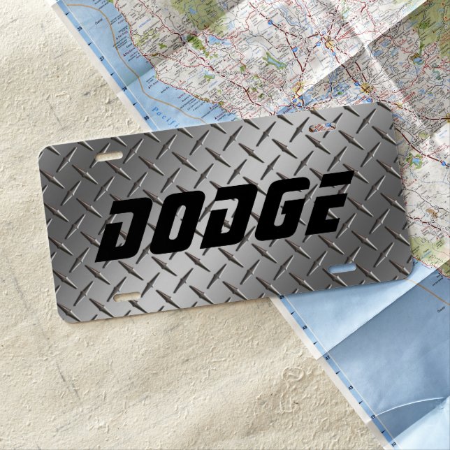 Custom License Plate - Diamond Plate DODGE (In Situ)