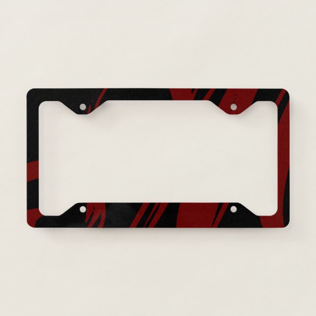🔥Custom License Plate Frame Black & Blood Red (Front)