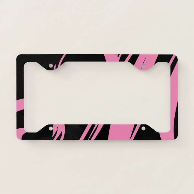 🔥Custom License Plate Frame Black Girly Cute Pink (Front)