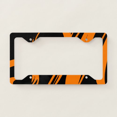 Custom License Plate Frame Black  Pumpkin Orange