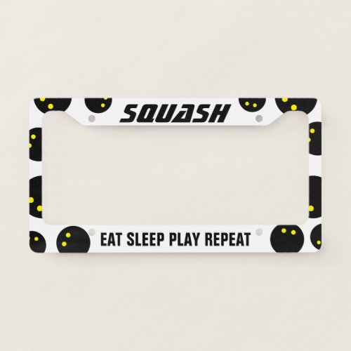 Custom license plate frame for squash player