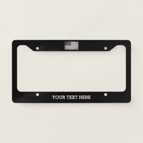 Custom license plate frame with American flag logo