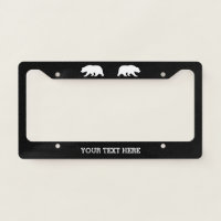 Custom license plate frame with bear logo