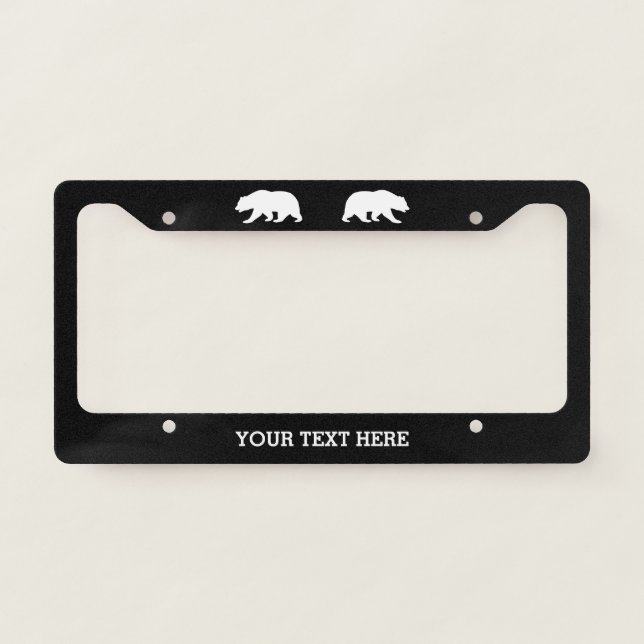 Custom license plate frame with bear logo (Front)