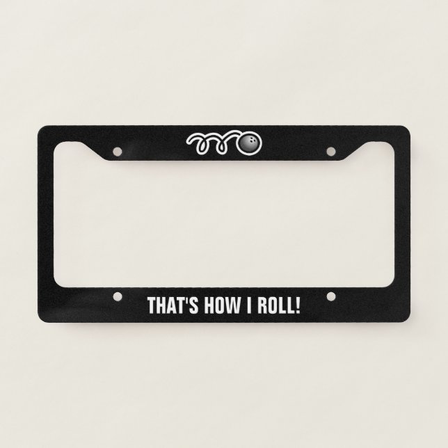 Custom license plate frame with black bowling ball (Front)