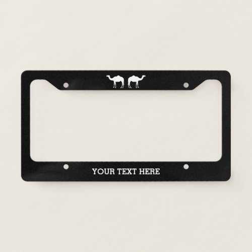 Custom license plate frame with camel logo
