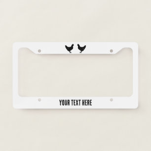 Custom license plate frame with chicken silhouette