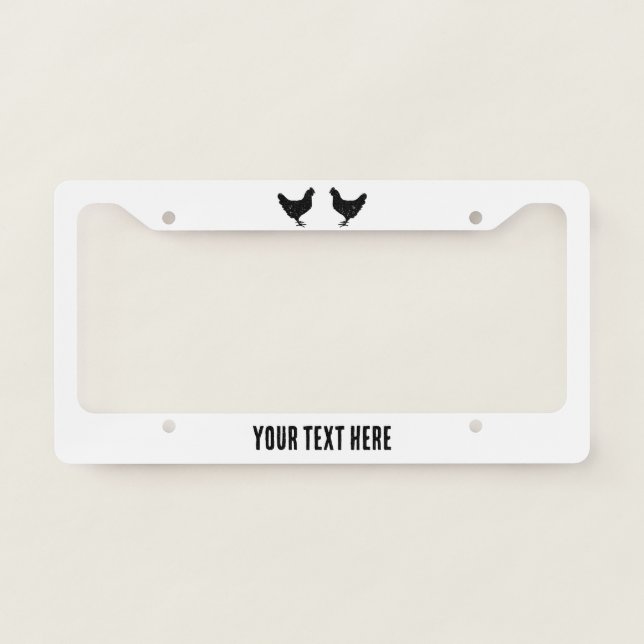 Custom license plate frame with chicken silhouette (Front)