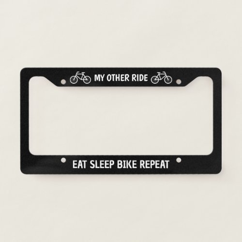 Custom license plate frame with fun bicycle quote