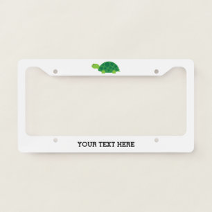 Custom license plate frame with green turtle