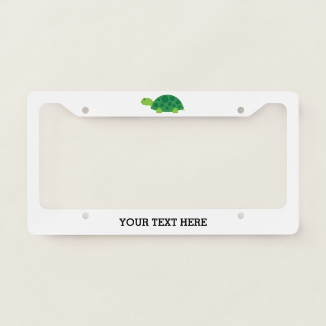 Custom license plate frame with green turtle (Front)