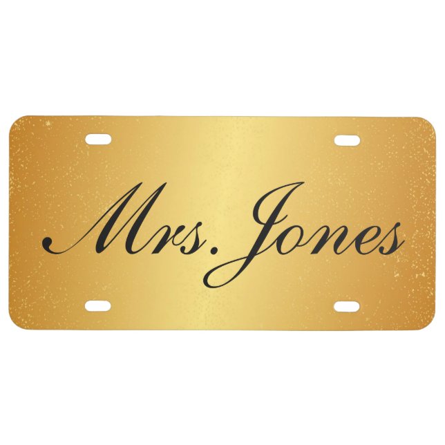 Custom License Plate - Gold Mrs. (Front)