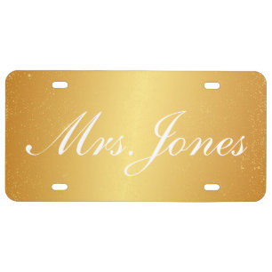 Custom License Plate - Gold Mrs.