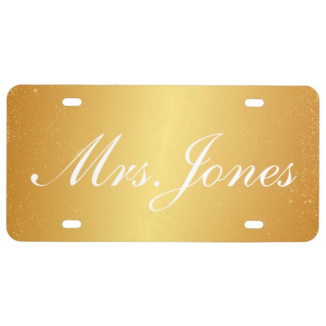Custom License Plate - Gold Mrs. (Front)