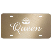 Custom License Plate - Queen Crown Gold