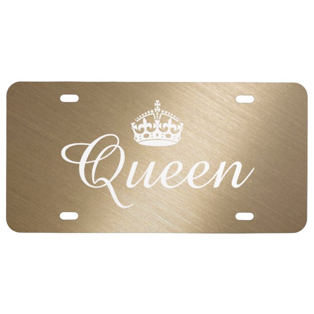 Custom License Plate - Queen Crown Gold (Front)