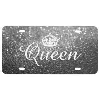 Custom License Plate - Queen Crown Grey Black