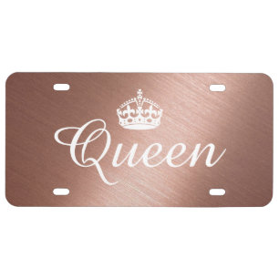 Custom License Plate - Queen Crown Rose Gold