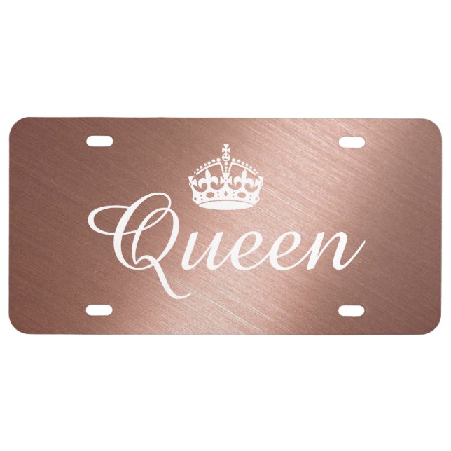 Custom License Plate - Queen Crown Rose Gold (Front)