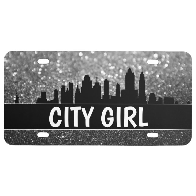 Custom License Plate - Skyline City Girl (Front)