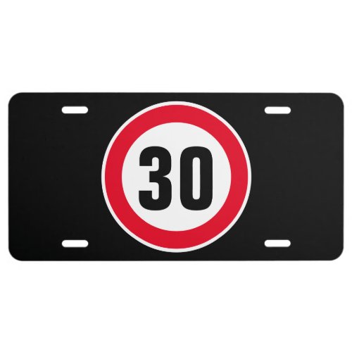 Custom license plate with maximum speed limit sign