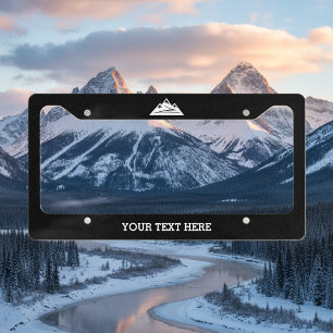 Custom license plate with mountain peak logo license plate frame