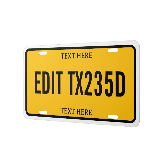 Custom License Plate Yellow (Left)