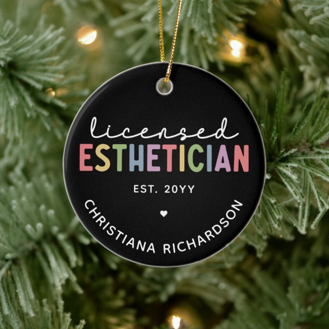 Custom Licensed Esthetician Cosmetologist  Ceramic Ornament (Tree)