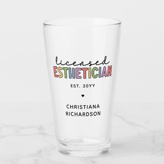 Custom Licensed Esthetician Cosmetologist  Glass (Front)