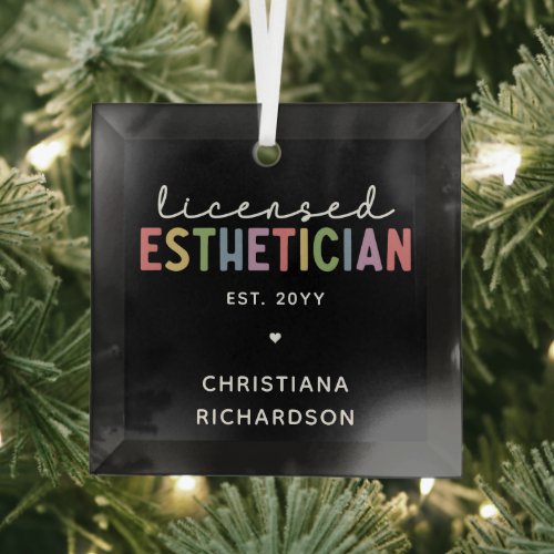 Custom Licensed Esthetician Cosmetologist  Glass Ornament