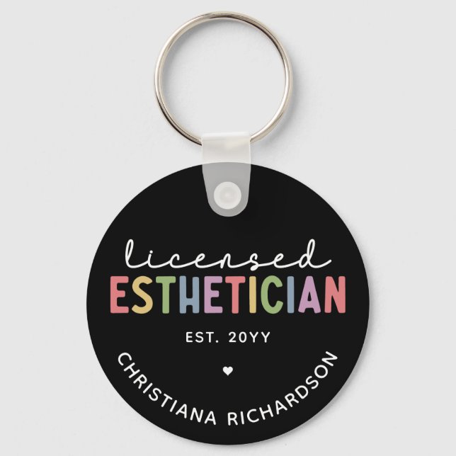 Custom Licensed Esthetician Cosmetologist Keychain (Front)