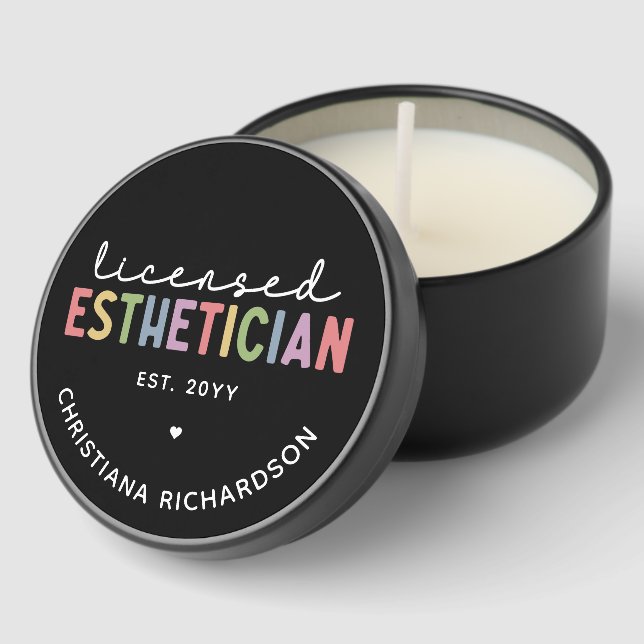 Custom Licensed Esthetician Cosmetologist Mini Candle Favors (Corner)