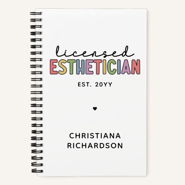 Custom Licensed Esthetician Cosmetologist Notebook (Front)