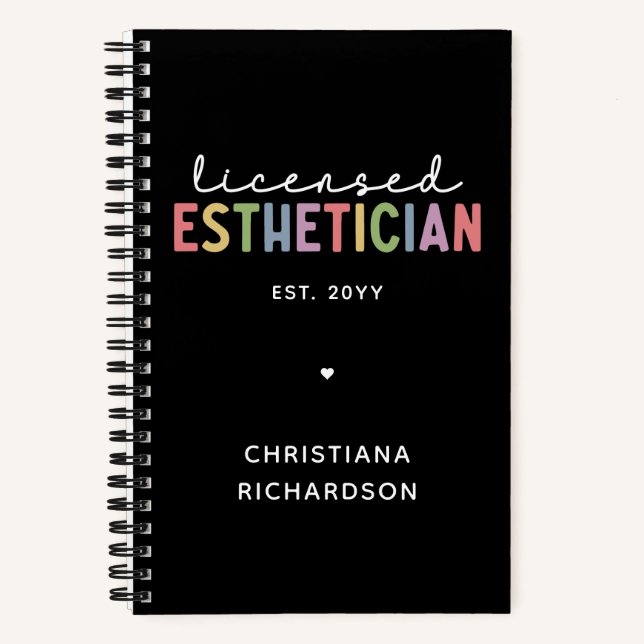 Custom Licensed Esthetician Cosmetologist Notebook (Front)