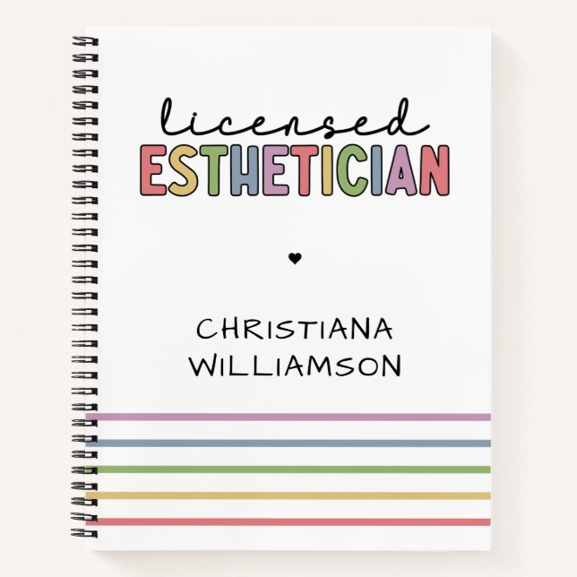 Custom Licensed Esthetician Cosmetologist Notebook (Front)