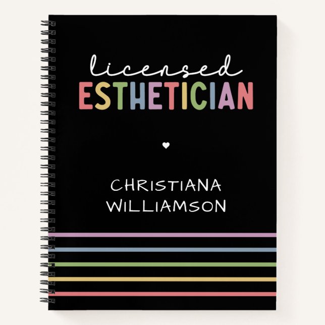 Custom Licensed Esthetician Cosmetologist Notebook (Front)