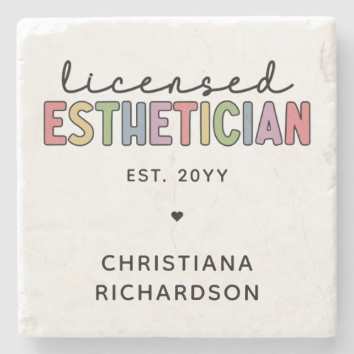 Custom Licensed Esthetician Cosmetologist Stone Coaster